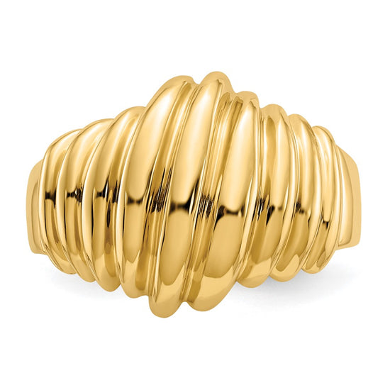 14k Polished Scalloped Dome Ring