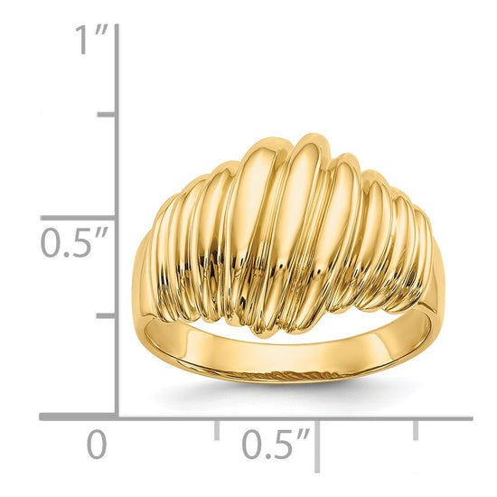 14k Polished Scalloped Dome Ring