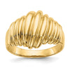 14k Polished Scalloped Dome Ring