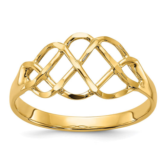 14k Polished Diamond-Cut Fancy Woven Ring