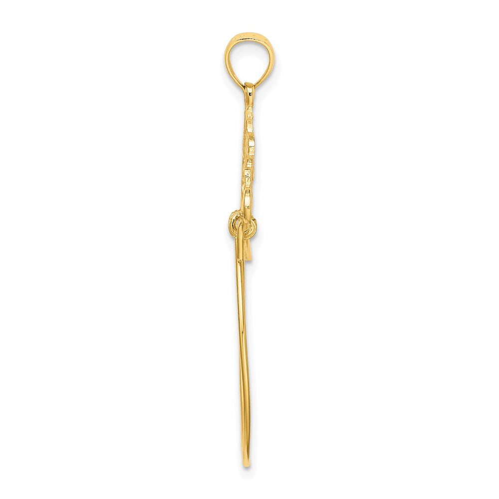 14K Fleur de Lis Scroll Framed Charm Holder Pendant