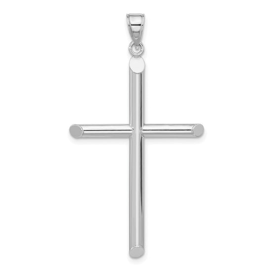 14k White Gold Polished Cross Pendant