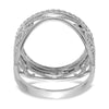 Wideband Distinguished Coin Jewelry 14k White Gold Ladies' Polished Diamond-cut and Twisted Wire Scroll Design 16.5mm Coin Bezel Ring