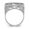 Wideband Distinguished Coin Jewelry 14k White Gold Ladies' Polished and Twisted Wire Scroll Design 16.5mm Coin Bezel Ring