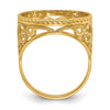 Wideband Distinguished Coin Jewelry 14k Ladies' Polished and Twisted Wire Scroll Design 16.5mm Coin Bezel Ring