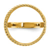 Wideband Distinguished Coin Jewelry 14k Ladies' Polished and Twisted Wire Scroll Design 16.5mm Coin Bezel Ring