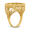 Wideband Distinguished Coin Jewelry 14k Ladies' Polished and Twisted Wire Scroll Design 16.5mm Coin Bezel Ring