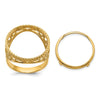 Wideband Distinguished Coin Jewelry 14k Ladies' Polished and Twisted Wire Scroll Design 16.5mm Coin Bezel Ring