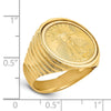 Wideband Distinguished Coin Jewelry 14k Men's Polished and Diamond-cut Ribbed Edge Mounted 1/10oz American Eagle Coin Bezel Ring