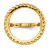 Wideband Distinguished Coin Jewelry 14k Ladies' Polished Textured and Diamond-cut Rope Edge 16.5mm Coin Bezel Ring