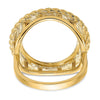 Wideband Distinguished Coin Jewelry 14k Ladies' Polished Textured and Diamond-cut Rope Edge 16.5mm Coin Bezel Ring