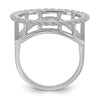 Wideband Distinguished Coin Jewelry 14k White Gold Ladies' Polished Textured and Diamond-cut Rope Edge 16.5mm Coin Bezel Ring