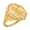 Wideband Distinguished Coin Jewelry 14k Ladies' Polished and Diamond-cut Fluted Mounted 1/10oz American Eagle Coin Bezel Ring