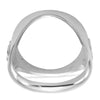 Wideband Distinguished Coin Jewelry 14k White Gold Men's Polished Textured and Diamond-cut with Masonic Sides 16.5mm Coin Bezel Ring
