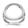 Wideband Distinguished Coin Jewelry 14k White Gold Men's Polished Textured and Diamond-cut with Masonic Sides 16.5mm Coin Bezel Ring