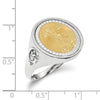 14k Men's Polished Masonic Side Diamond-cut Coin Bezel Ring with Coin