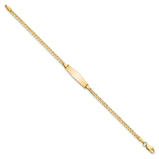 14k Polished Solid Chain/Solid Plate Curb Link Soft Diamond Shape 19.5x5.5mm Plate 7 inch ID Bracelet