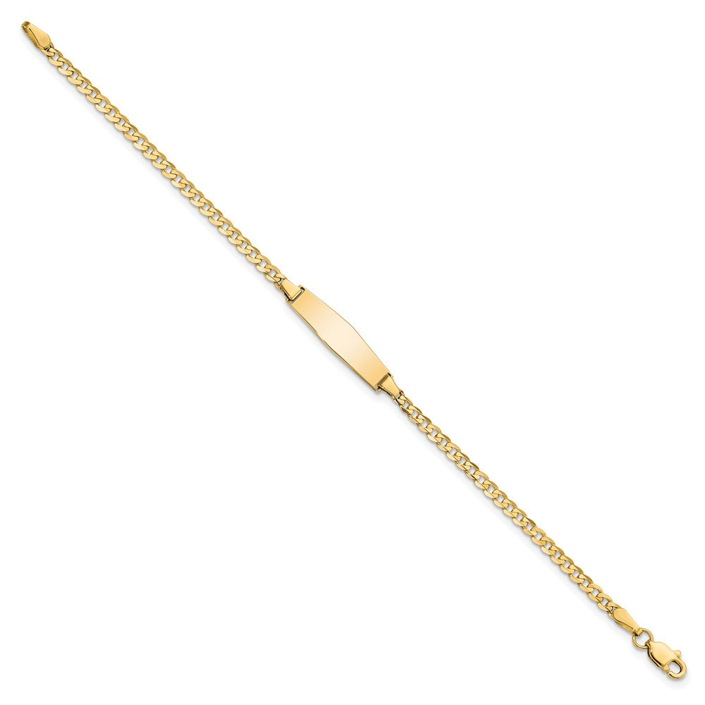 14k Polished Solid Chain/Solid Plate Curb Link Soft Diamond Shape 19.5x5.5mm Plate 7 inch ID Bracelet