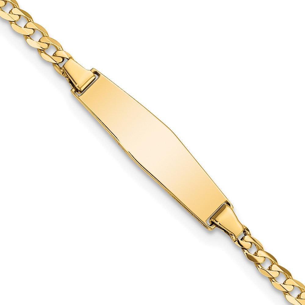 14k Polished Solid Chain/Solid Plate Curb Link Soft Diamond Shape 19.5x5.5mm Plate 7 inch ID Bracelet