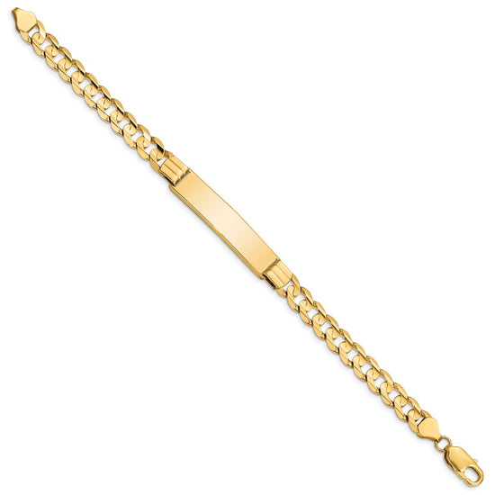 14k Polished Solid Chain/Solid Plate Curb Link 37x8mm Plate 8 inch ID Bracelet