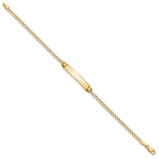 14k Polished Solid Chain/Solid Plate Curb Link 25x5mm Plate 7 inch ID Bracelet