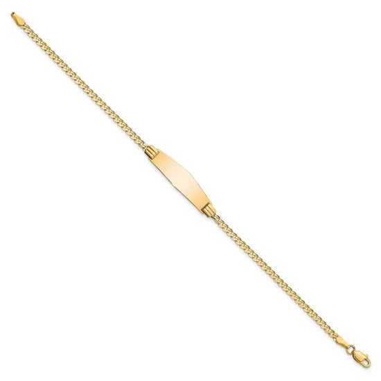 14k Polished Solid Chain/Solid Plate Curb Link Soft Diamond Shape 24.5x7.8mm Plate 7 inch ID Bracelet