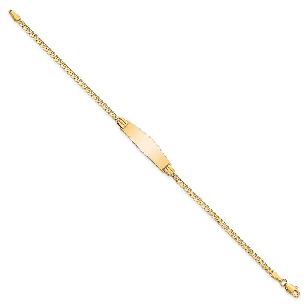 14k Polished Solid Chain/Solid Plate Curb Link Soft Diamond Shape 24.5x7.8mm Plate 7 inch ID Bracelet