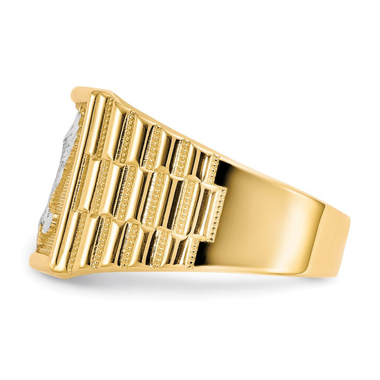 14k and Rhodium Men's Eagle Ring