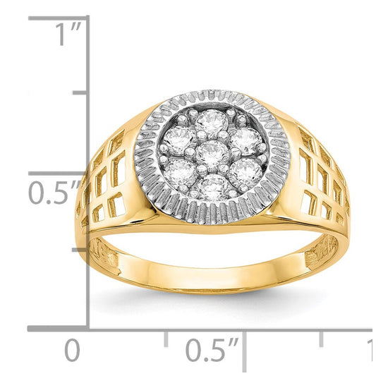 14k w/Rhodium Men's CZ Cluster Ring