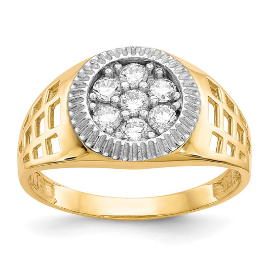14k w/Rhodium Men's CZ Cluster Ring