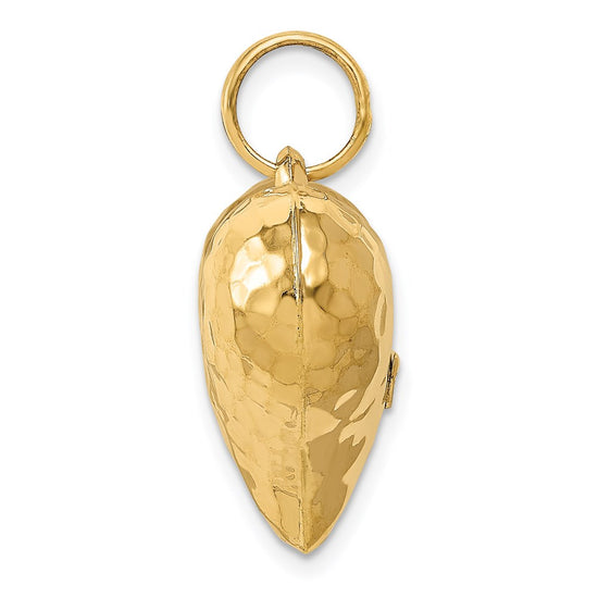 Gold Polished and Hammered 3D Heart Pendant