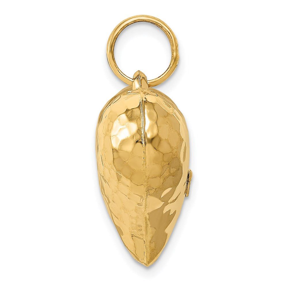 Gold Polished and Hammered 3D Heart Pendant