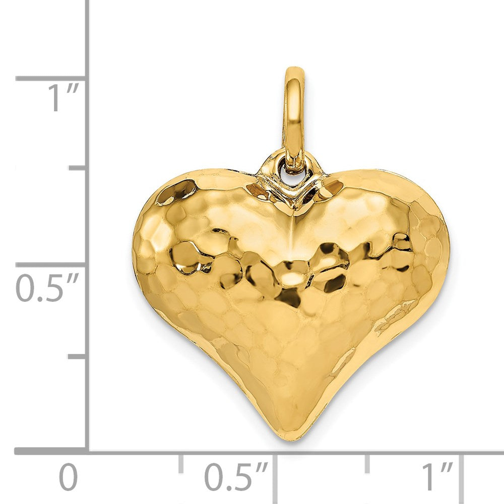 Gold Polished and Hammered 3D Heart Pendant