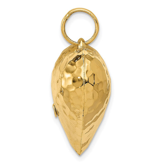 Gold Polished and Hammered 3D Heart Pendant