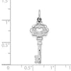 14k White Gold Diamond-cut Heart Key Charm