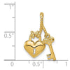 14K Polished Key Tied to Heart Lock Charm