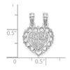 14k White Gold BEST FRIEND/FRIENDS FOREVER 2-Piece Break-Apart Heart Charm