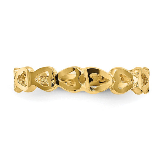 14k Polished Hearts Ring