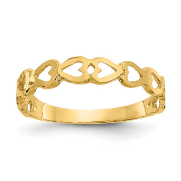 14k Polished Hearts Ring