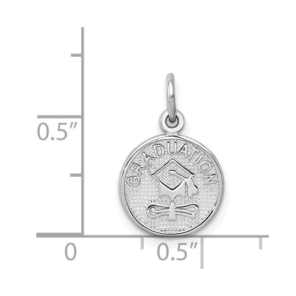 14k White Gold Polished GRADUATION Charm