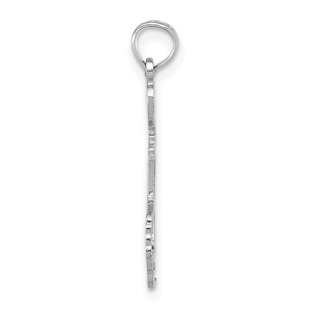 14K White Gold Solid I HEART MI Michigan State Pendant