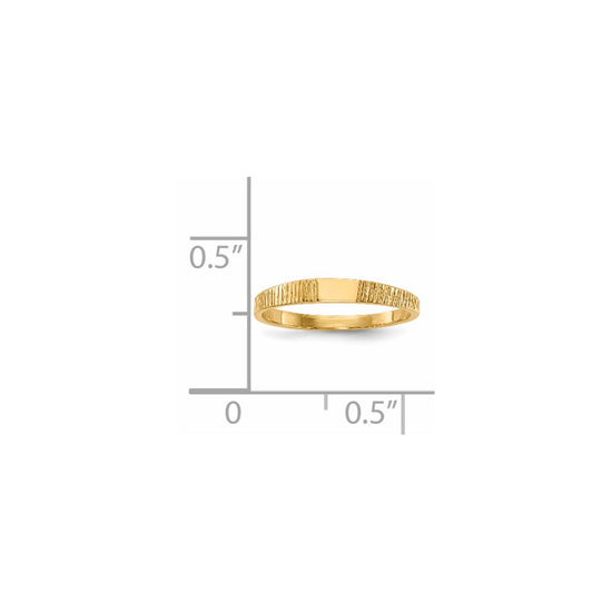 14k Polished and Ridged 3.5x2.25mm Closed Back Size 2 Baby Rectangular Signet Ring