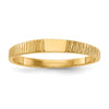 14k Polished and Ridged 3.5x2.25mm Closed Back Size 2 Baby Rectangular Signet Ring