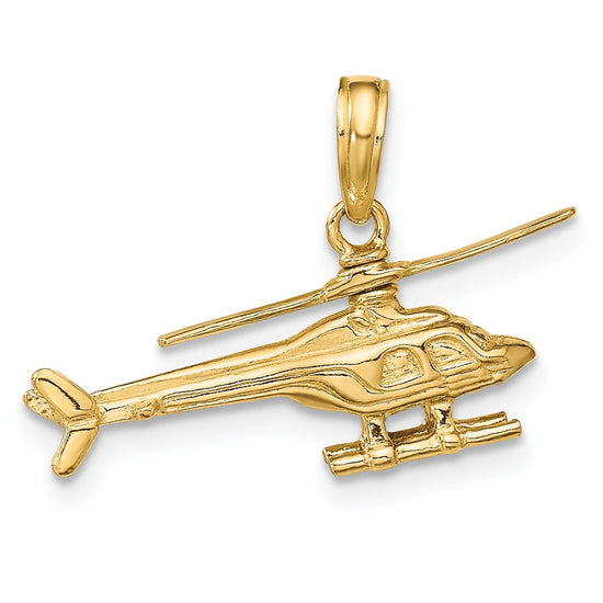 14k 3-D Moveable Rotor Helicopter Pendant