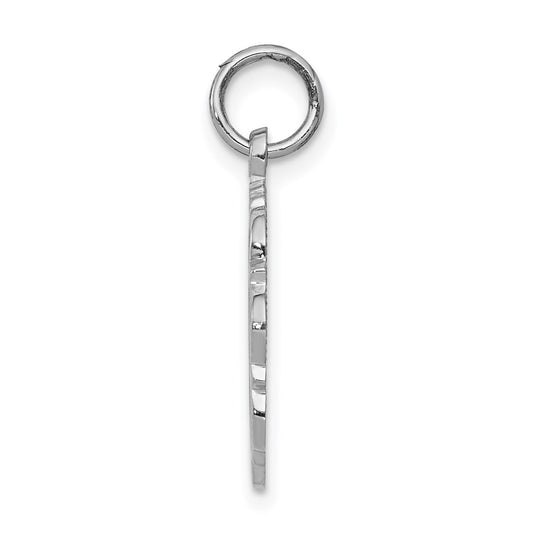 14k White Gold RN Registered Nurse Textured Back Disc Charm