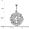 14k White Gold FIRE RESCUE Badge Pendant