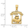 14k Polished Flat-Backed TEACHER Pendant