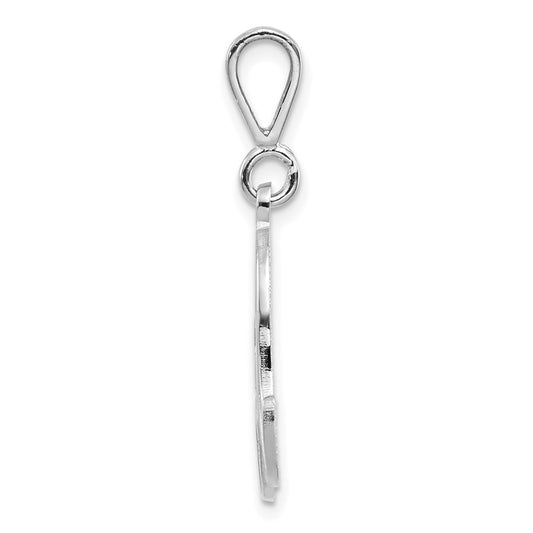 14KW White Gold Solid Polished Script Filigree Letter A Initial Pendant