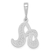 14KW White Gold Solid Polished Script Filigree Letter A Initial Pendant