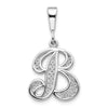 10k White Gold Large Filigree Script Initial B Pendant